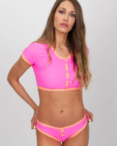 camila pink/orange bikini set frontal